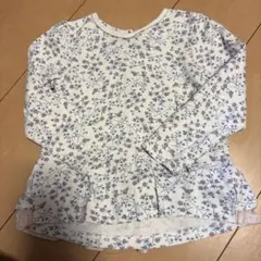 petit main 花柄フリル裾長袖カットソー 110cm