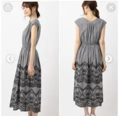 anySiS エンブロイダリーマキシワンピース　ギンガムチェック M