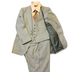 3ピーススーツ A5 グレー ウール100 シャドーチェック フォーマル