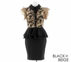 Dazzy Store デイジーストア 黒＆ゴールドペプラム キャバドレス　S