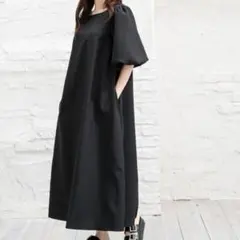 新品　Honeys ハニーズ　バルーン袖体系カバーワンピース　ブラック　S