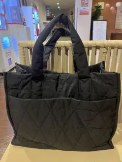 ブラックキルティングトートバッグ