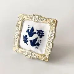 【北欧風】刺繍 インテリアフレーム ＆ ピンクッション 小鳥