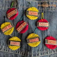 デニム　革タグ アレンジタグ　ラッピング　イエロー　レッド　【８個 】