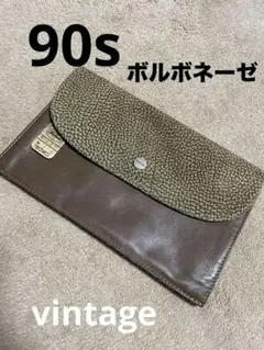 ボルボネーゼ 長財布 ポーチ redwall うずら柄 茶色　スエード×レザー