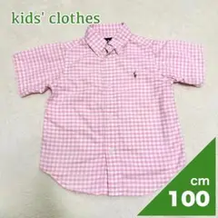 【2点購入150円引】ラルフローレン《100cm》 ピンク×チェックシャツ