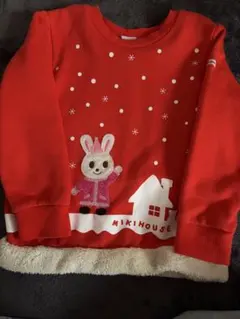 MIKIHOUSE 赤いウサギ刺繍トレーナー