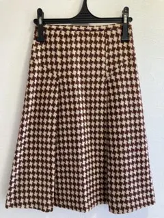 ヴィンテージ 千鳥格子 スカート ブラウン×ホワイト アンティーク レトロ 美品
