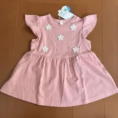新品　フラワー刺繍付きピンクTシャツ 120