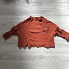 speaking time オレンジ リブ編み トップス