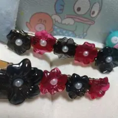 花デザイン ヘアクリップセット 2個