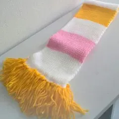 送料入　マフラー　ボーダー　オレンジ・白・ピンク