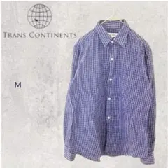 【綿100%】TRANS CONTINENTS チェックシャツ 長袖 ブルー Mのサムネイル