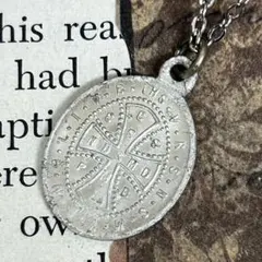 1960s ヴィンテージ クロス コイン ネックレス フランス キリスト メダイ