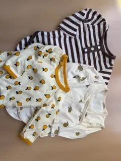 ロンパース3点セット（ストライプ・レモン柄）60cm