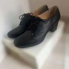 あしながおじさん 24cm 黒 本革 レースアップシューズ