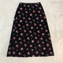 【匿名配送】ローラアシュレイ 花柄総柄 コーデュロイ スカート ミドル丈 フレア