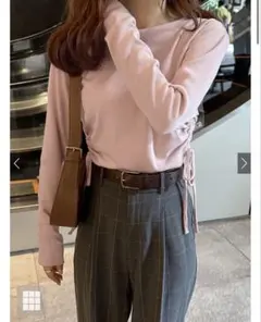 GRL サイドドロストクロップド丈テレコトップス[dk1086]