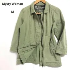 ミスティウーマン ミリタリージャケット　迷彩　クロップド　コットン　緑系