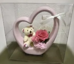 美品♡プリザーブドフラワー　バラ　ハート　テディベア