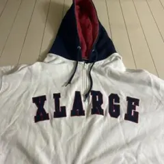 XLARGE フード付きパーカー ホワイト/ネイビー/レッド