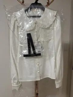 Ank Rouge フリル付きホワイト長袖シャツ
