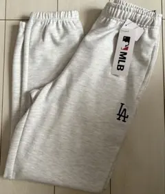 新品　Lサイズ　MLB ドジャース　スウェットパンツ　ワンポイント　オートミール
