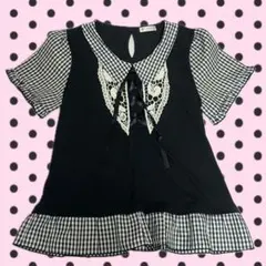 y2k 00s 平成ギャル女児 ウィッシュコア ドット フリル ピチT重ね着風