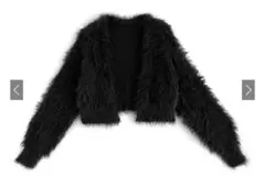 フェザーニットクロップド丈カーディガン[tt014] ブラック