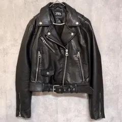 【超希少品】【希少レディースXXL】ZARAレザーライダースジャケット‼️ レディースライダースジャケット ZARA 超希少品】【希少レディースXXL