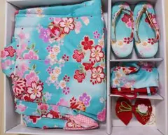 七五三着物水色 花柄 着物セット