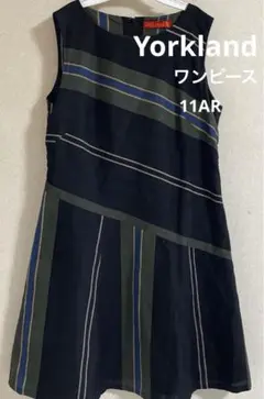 Yorkland チェック　綿　ブラック　グリーン　ノースリーブ　ワンピース