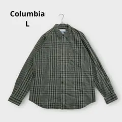 Columbiaコロンビア（L）チェックシャツ 綿100% グリーン 羽織り
