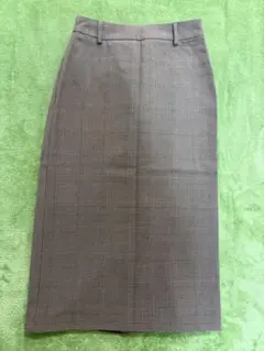 GU ブラウン チェック柄 タイトスカート