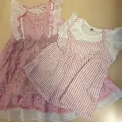 ピンクのフリルワンピースとチュニック