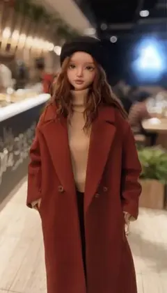 ブラウン チェスターコート ロング丈