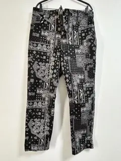 ペイズリー柄　イージーパンツ ブラック