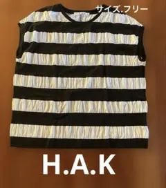 H.A.K ボーダー柄 ノースリーブ カットソー