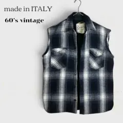 好配色 60s イタリア製 CPOウールベスト オンブレチェック グランジ 古着