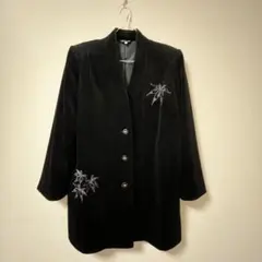 ジャケット ブラック 花柄 刺繍　ジャケットコート古着屋