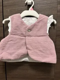 ピンク コットン ベビーベスト 羽付き