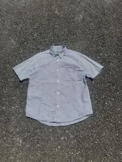 90s old uniqlo シアサッカー 半袖シャツ ギンガムチェック y2k