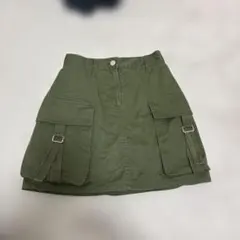 カーゴスカート　台形スカート　カーキ　ミニスカート