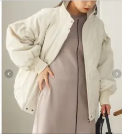 hunch　ハンチ　中綿　スタンドブルゾン　ジャケット　アイボリー　撥水加工