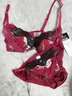 新品タグ付き ブラショーツセット B70 ボルドー系 レース