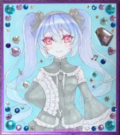 ボカロ　初音ミク　色紙　アナログイラスト　インフィニティ