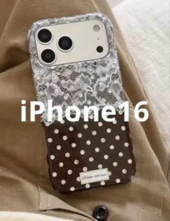 iPhone16 ケース レース×ドット