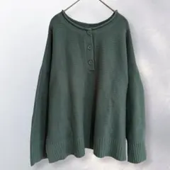 ローリーズファーム 長袖ニット ハーフボタン ゆったり シンプル F《c433