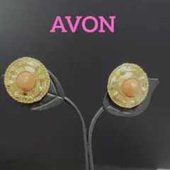 値下げ【ヴィンテージ　美品】AVON　ゴールド コーラル 円形 イヤリング