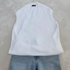 Drawer ノースリーブ ニット ベスト ホワイトのサムネイル